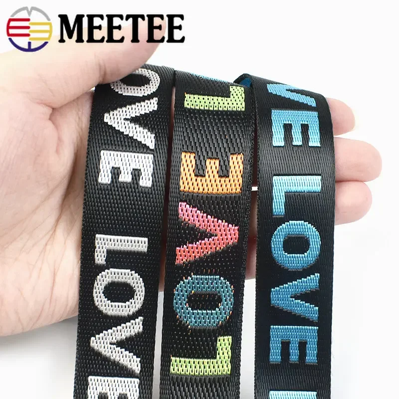 10Yards 25mm fettuccia di Nylon Jacquard LOVE Tape borsa a nastro tracolla decorazione dell'indumento cinghie di pizzo accessori per cucire fai da te