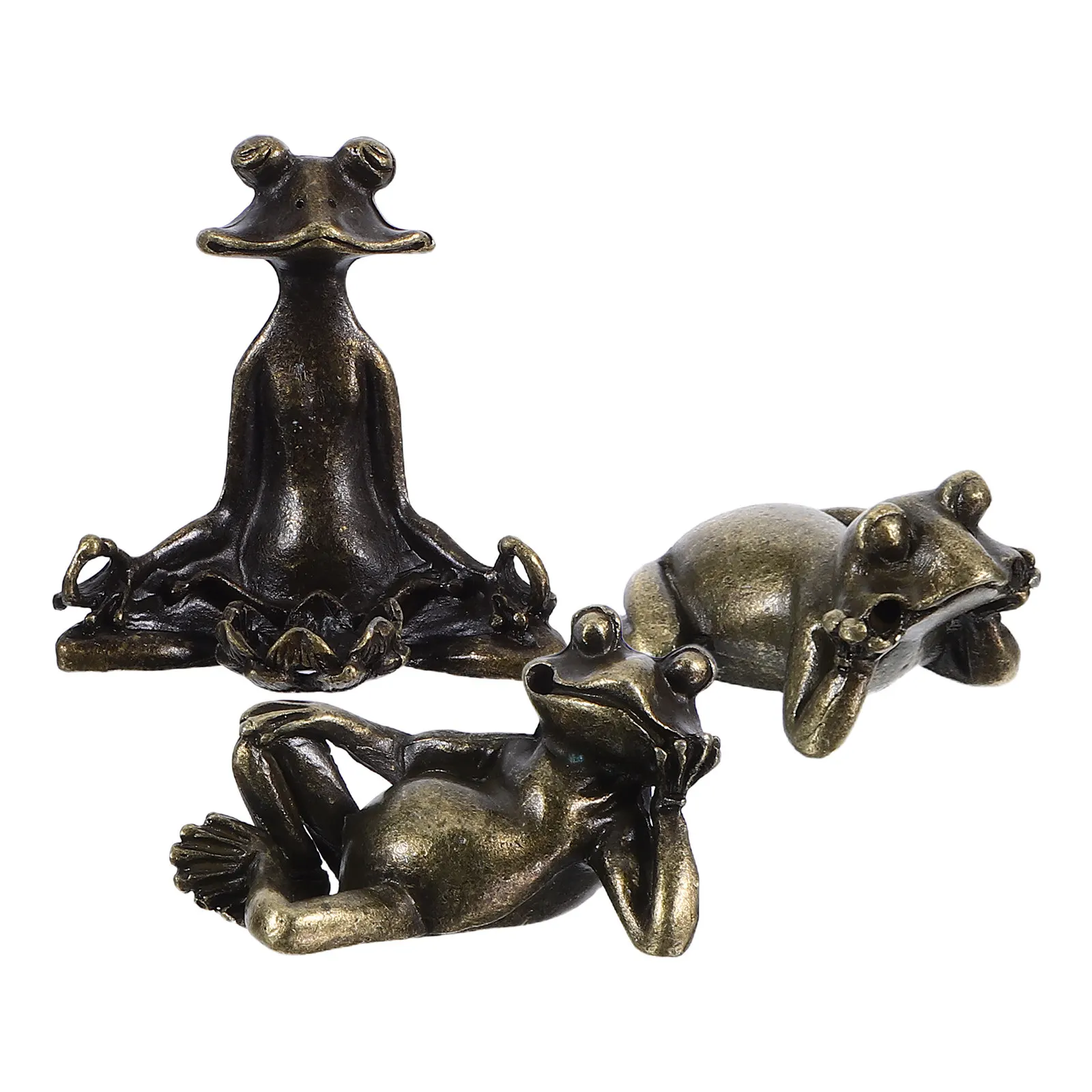 

3Pcs Brass Frog Shaped Incense Holder Creative Metal Sculpture for Aromatherapy Home Office Desk Decor Meditation Practice
