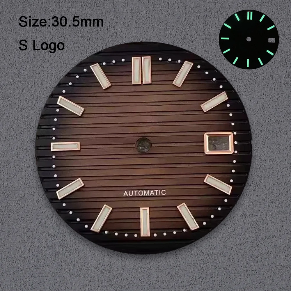 30.5 مللي متر NH35 الطلب S شعار نوتيلوس الهاتفي مناسبة لحركة NH35 قوية C3 الأخضر مضيئة الرجال ساعة اكسسوارات