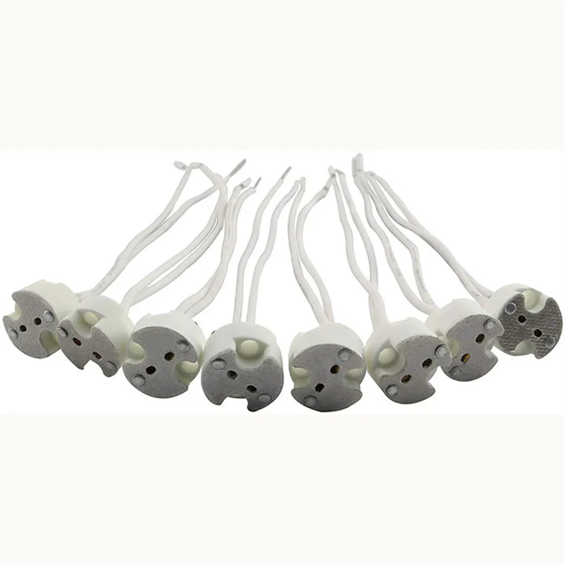 Mini enchufe de cerámica bipin MR16 G4, soporte de Base de bombillas halógenas MR11 G5.3, conector de cable de cerámica para enchufe Led