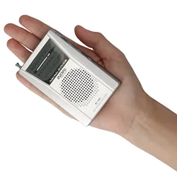 INDIN BC-R60 AM FM Portable Pocket Radio Telescopic Antenna Mini Radio Music Player Built-in Speaker for House & Outdoor