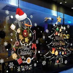 Christmas Window Stickers Party Bar Shop Ornaments Tree Snowflake Window Stickers Reusable Xmas Santa Window Decal for Home 2025