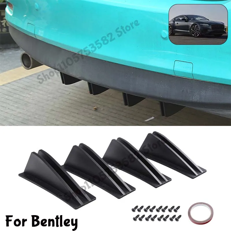 For Bentley Rear Bumper Shark Fin Diffuser Carbon Fiber Lip Spoiler Airflow Anti-Collision Protector