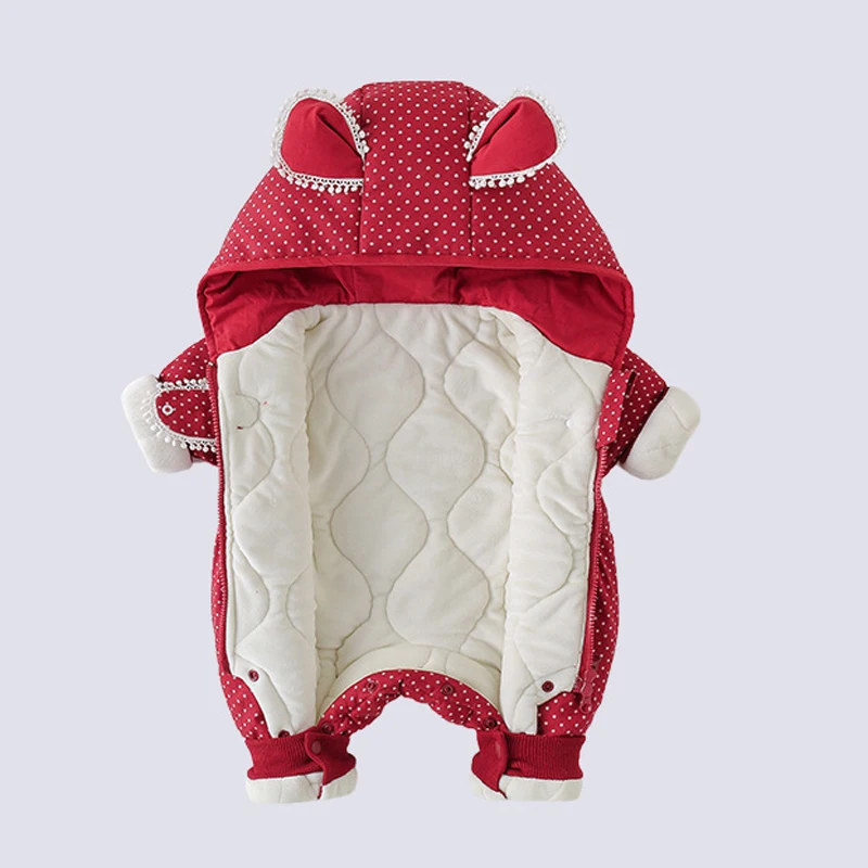 IYEAL الشتاء لطيف دافئ طفلة رومبير الوليد المرجان الصوف الكرتون وزرة الرضع الفتيات مقنعين بذلة