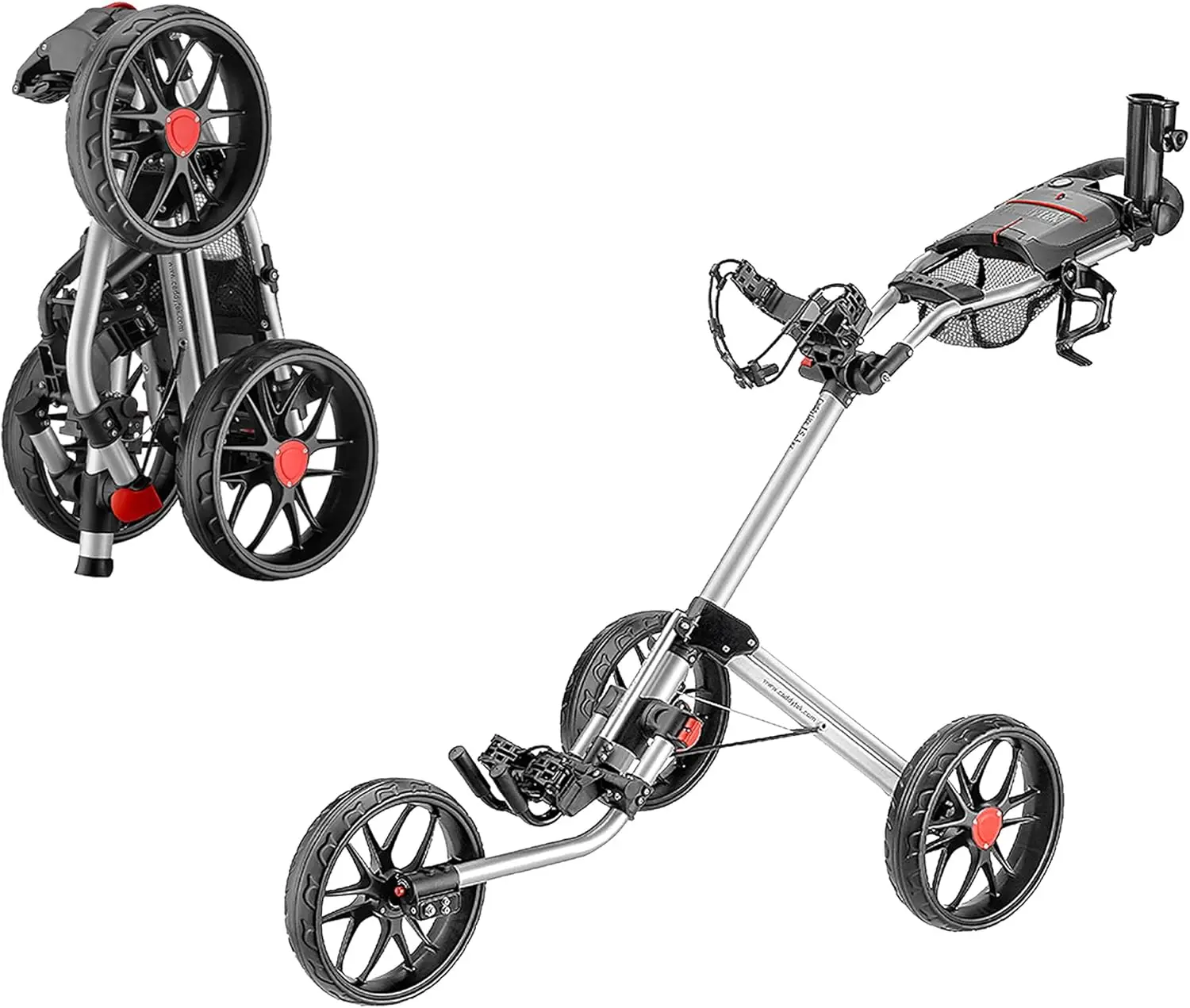 Golf Trolley，Three large 11.5" x 2.6" EVA maintenance-free wheels with ball bearings provide perfect 28 inch wide body