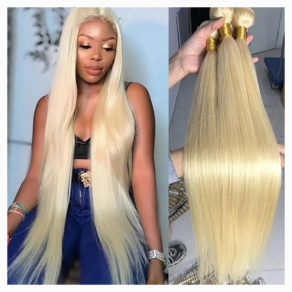 1/3/4 brasilianische Haarbündel Knochen 613 Honigblond gerade Webart Remy 100 % Echthaar Doppelschuss 30 36 40 Zoll Bündelweberei