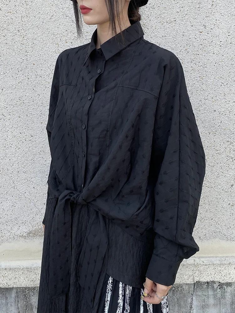 

Оригинальный дизайн, рубашка с длинным рукавом на пуговицах, свободного кроя, повседневная, весна-осень, в японском стиле, с горным узором.