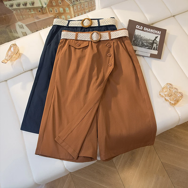 أوشحة أنيقة غير رسمية تقسمة فضفاضة التنانير النحيفة الكورية موضة مكتب سيدة ميدي فستان الصيف حجم كبير ملابس النساء