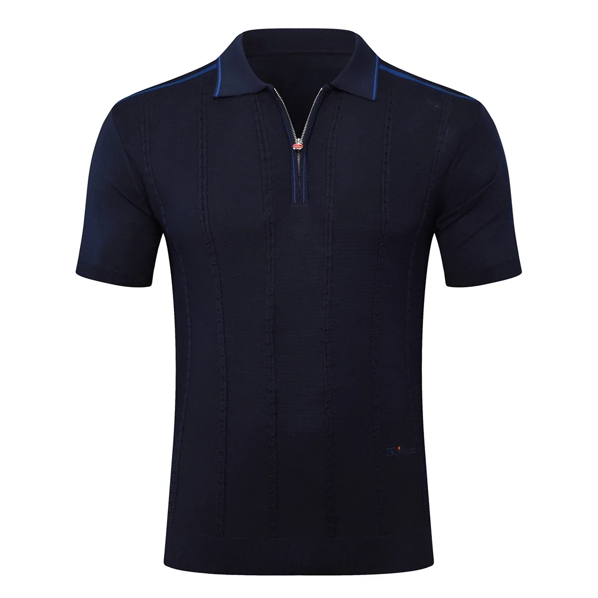 2025 DIKU Polo Shirt Silk Men 2025 New Casual Embroidery Elastic Short Sleeve Thin Zipper Quality Big Size M-5XL