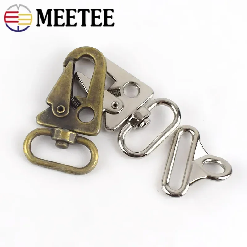 Meetee 2/5sets Bag Clasps Lobster Carbine Double Buckles for Outdoor Backpack Belt Webbing Hook Key Ring Hang Clips Accessories