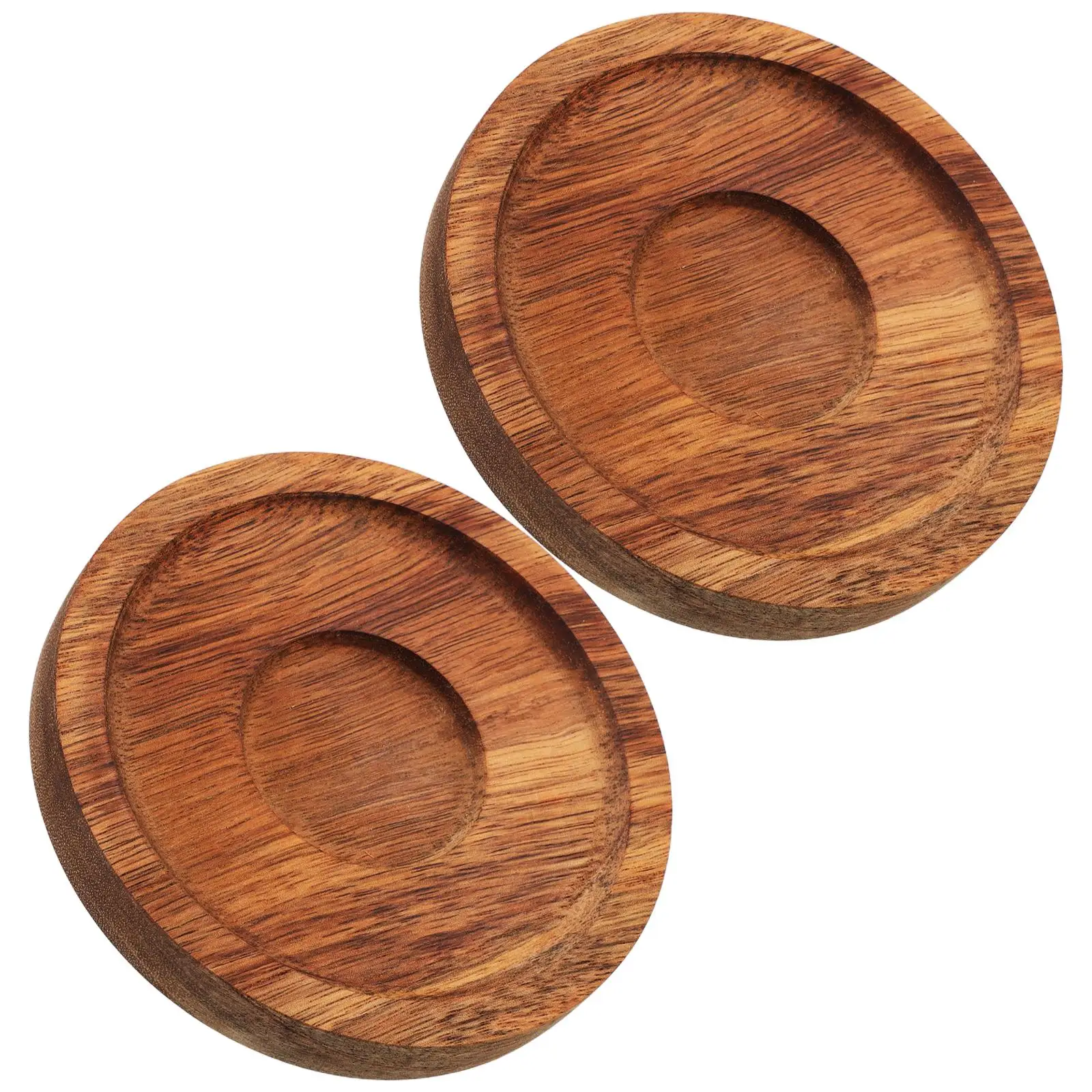2 Pcs Rotating Base Unique Design Stable Support Wooden Coasters Home Cup Pads Round Tabletop Mat Glass Holder Replacement For