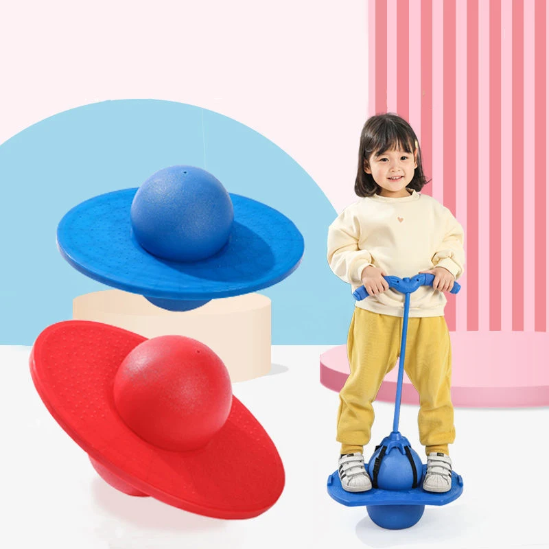 Pelota de rebote con mango y bomba para niños, pelota de juegos al aire libre, plataforma de equilibrio, salto hinchable, patio de juegos