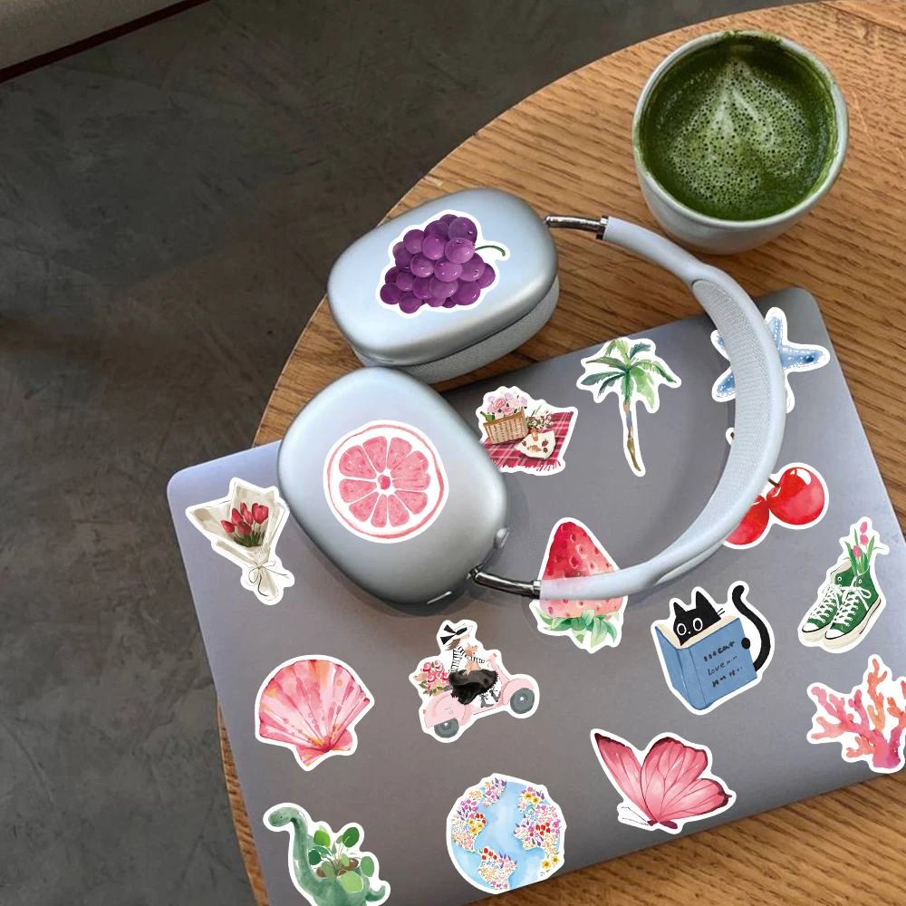 100 STKS Esthetische Aquarel Bloemen Coquette Stickers Art voor Meisjes Vrouwen Waterfles Bagage Plakboek Laptop Decor Supplies