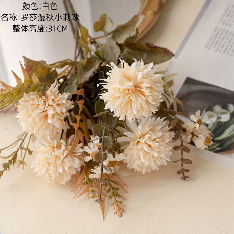 

5 пучков/лот, шарик с шипами, искусственные шелковые цветы, букет одуванчика, свадебный декор, букет невесты, свадебная композиция, украшение дома