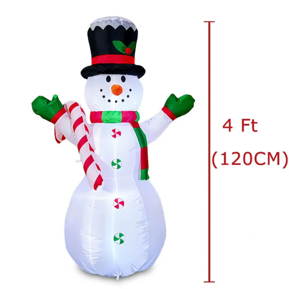 4 Feet/1.2m Christmas Snowman Inflatable Model Festival Banquet Venue Layout Ornament Christmas Candy Cane Decoration Supplies