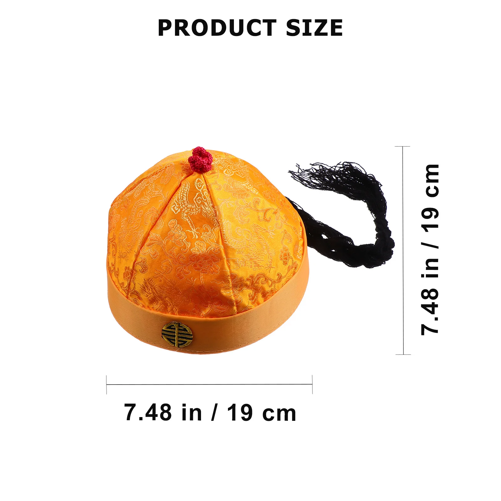 4 pezzi Cappello da principe della dinastia Qing Cappello da costume vintage per spettacoli in maschera Cappelli decorativi con copricapo reale in broccato con