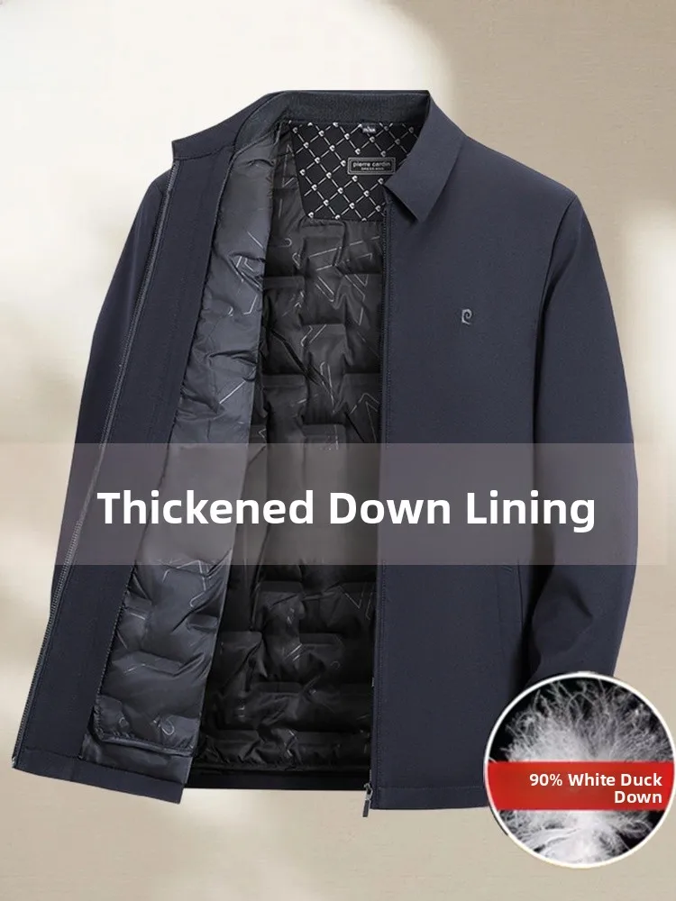 

Мужская повседневная утепленная куртка Pierre Cardin для осени и зимы, теплая, деловая, с воротником, приталенного кроя, из полиэфирного волокна