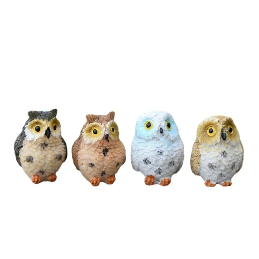 2025 Resin Barefoot Owl Decorative Ornament Micro Landscape Creative Green Plant Gift Funny Figurines & Miniatures Decor Craft