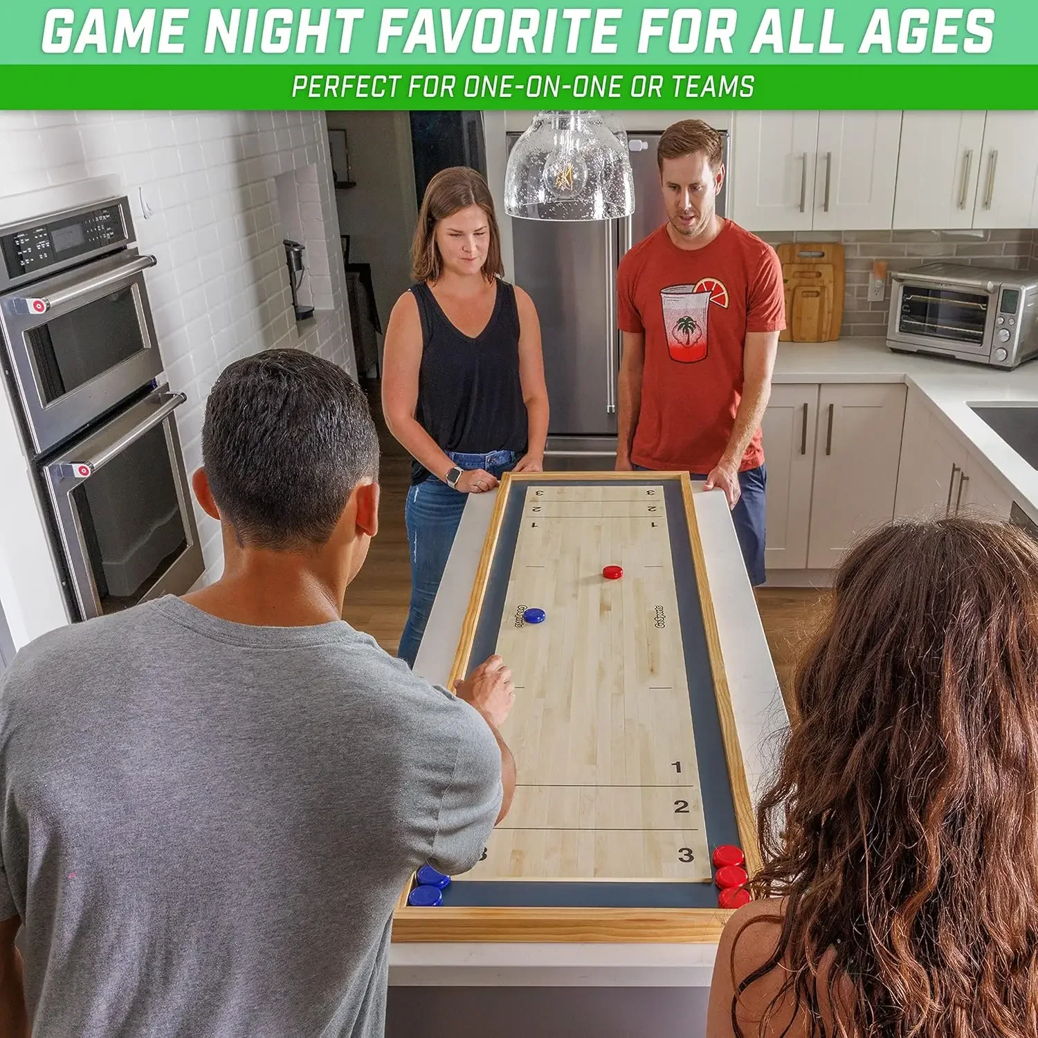 Shuffleboard en Curling 2-in-1 bordspellen - Klassiek tafelblad of gigantisch formaat - Kies uw stijl