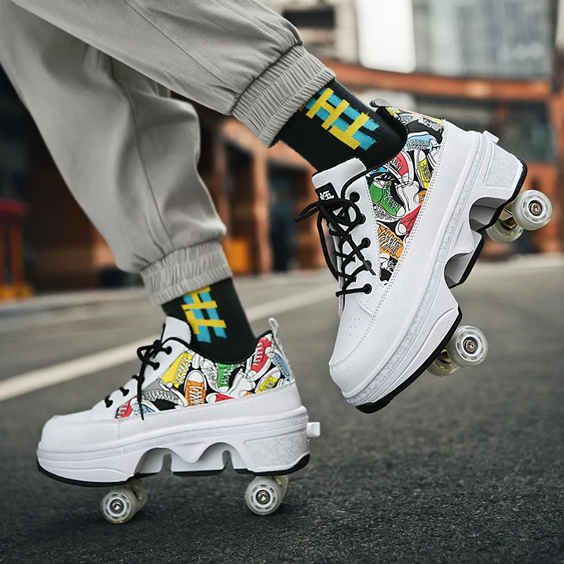 Fabric roller skates Girls casual Morphed Parkour roller skates running shoes for adults and children