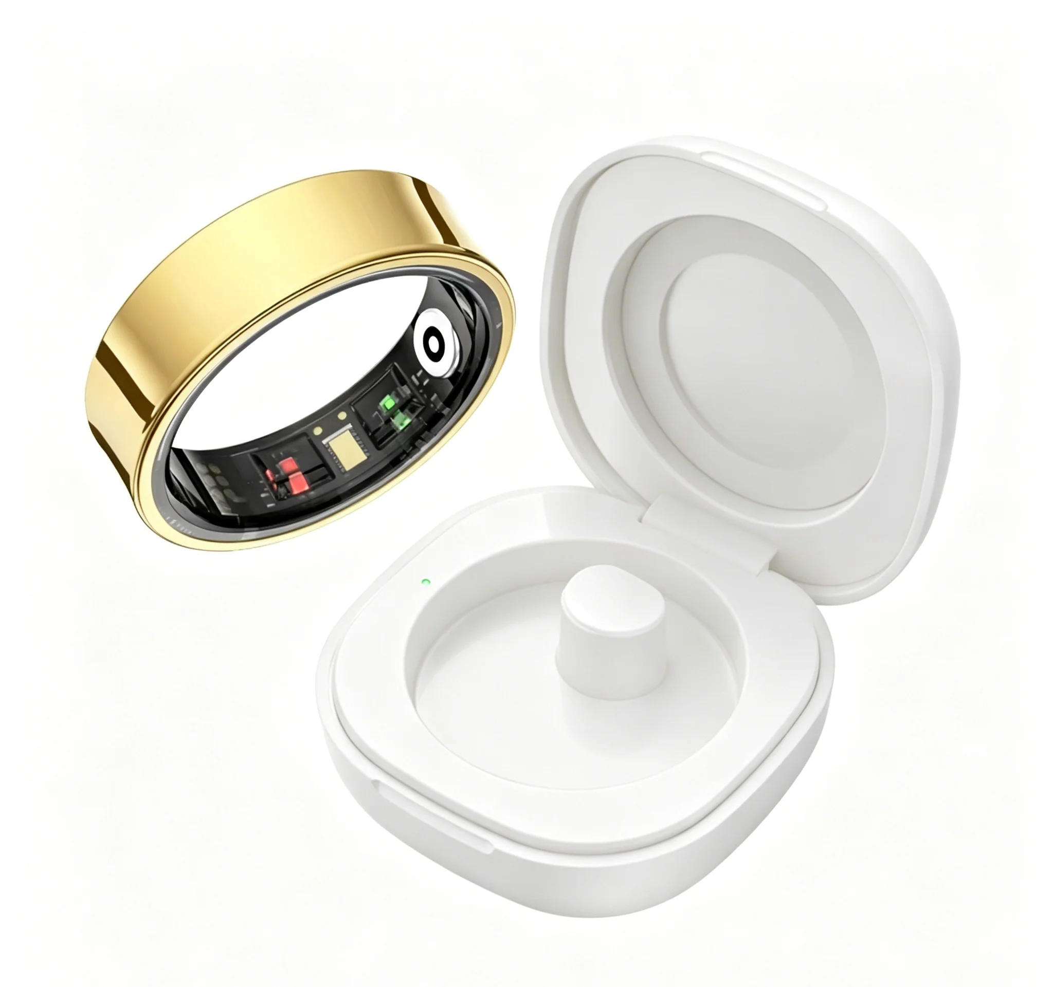 

R09 Smart Ring Men Women with Charging Case,Heart Rate Blood Oxygen,Skin Temperature Monitor,5ATM Waterproof For Android iOS