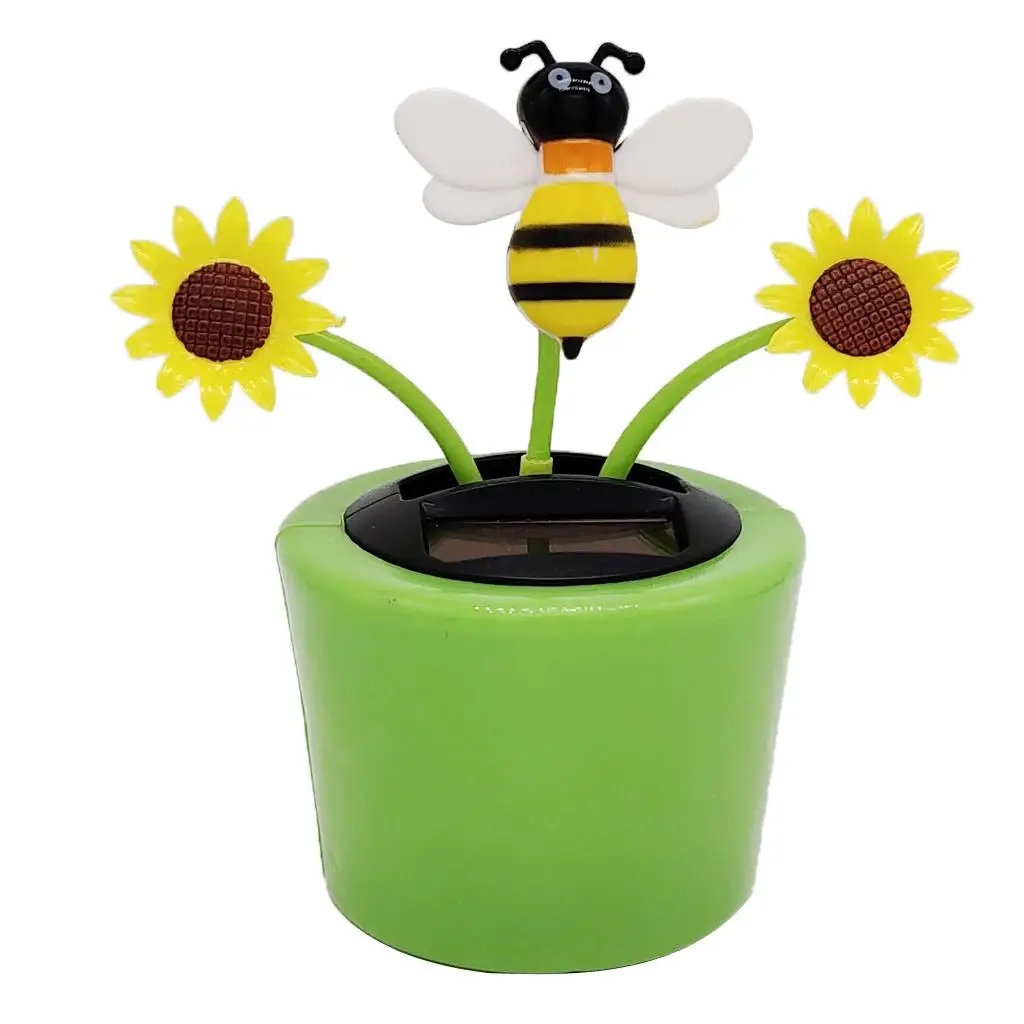 Maceta verde alimentada por energía Solar y planta oscilante de abeja, adorno de muñeca para salpicadero de coche, decoración del hogar