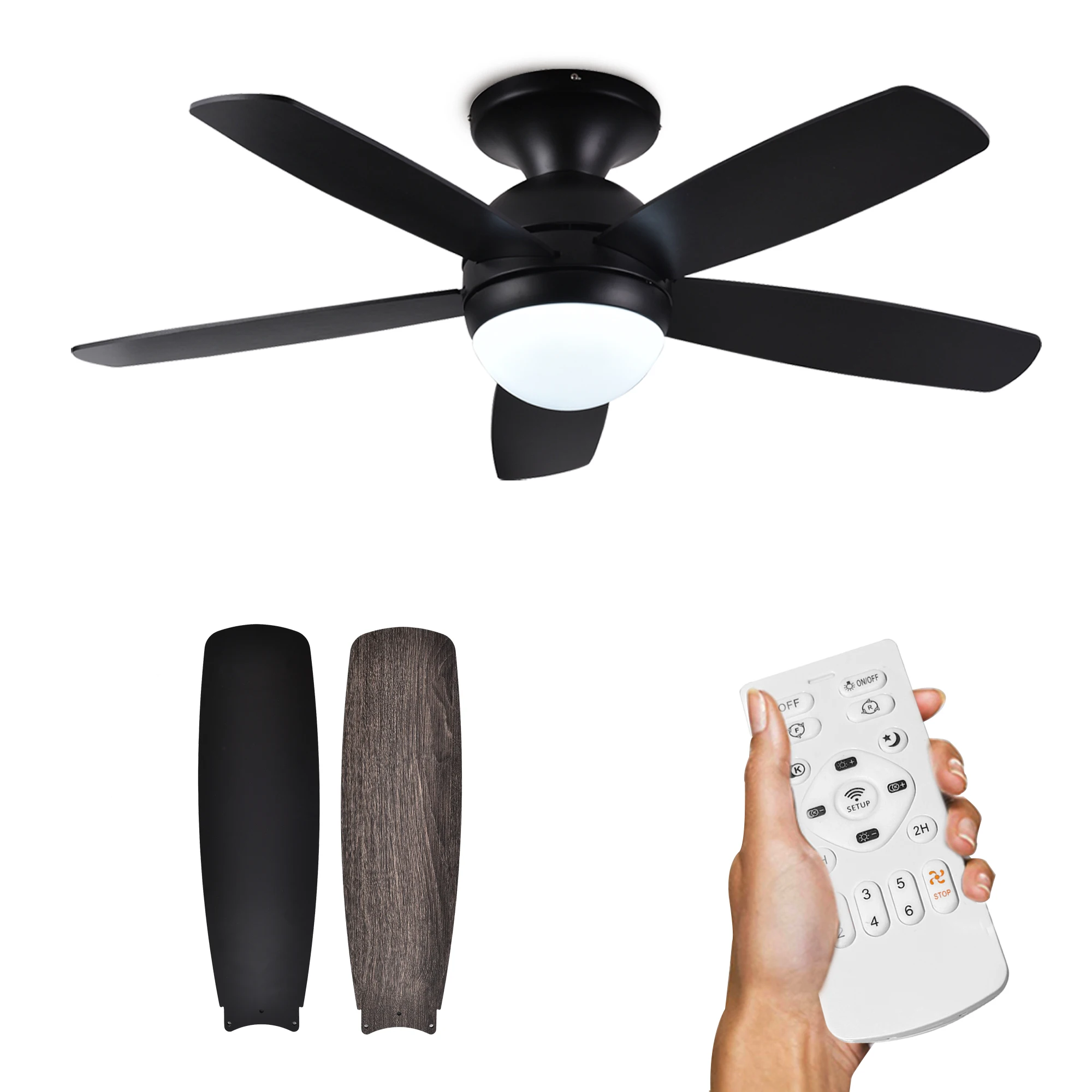 Modern Black Wooden Ceiling Fans With Led Lights Remote Control Modern Design Lighting and Circuitry Design