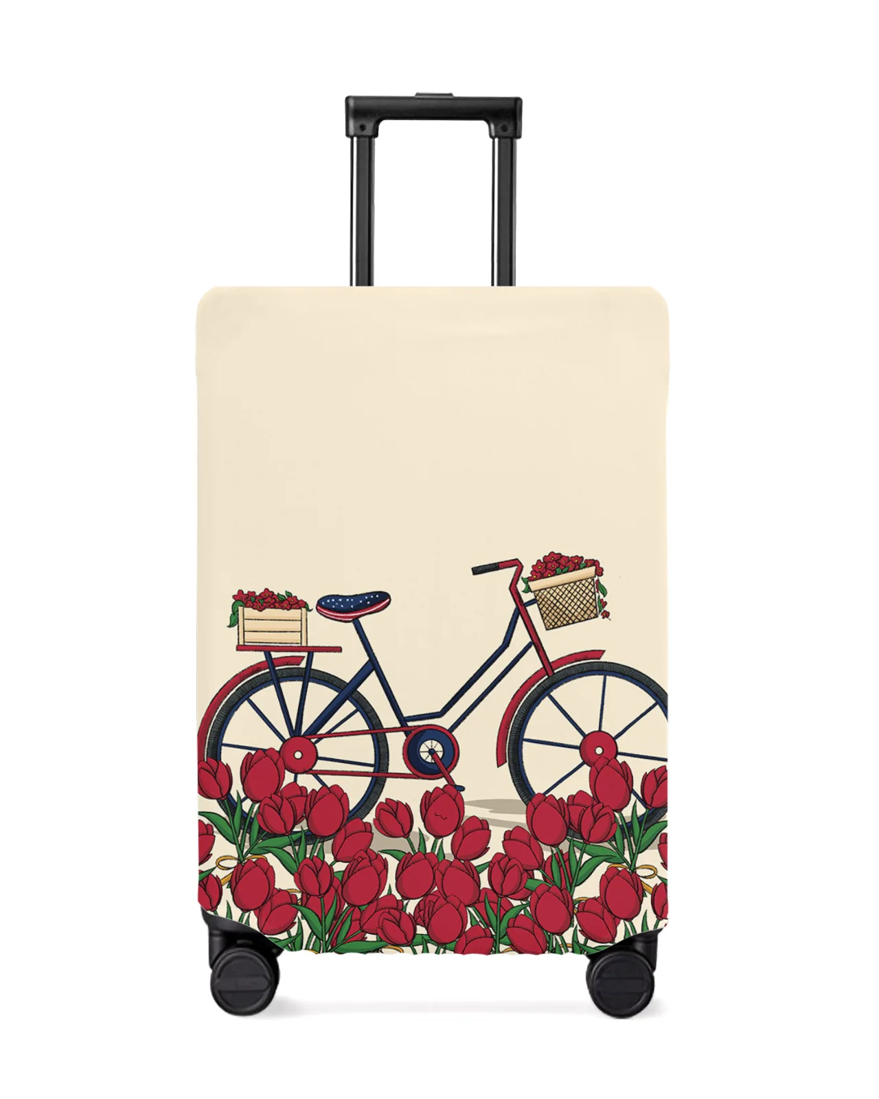 Tulip Flower Bicycle Luggage Cover Stretch Suitcase Protector Baggage Dust Case Cover for 18-32 Inch Travel Suitcase Case