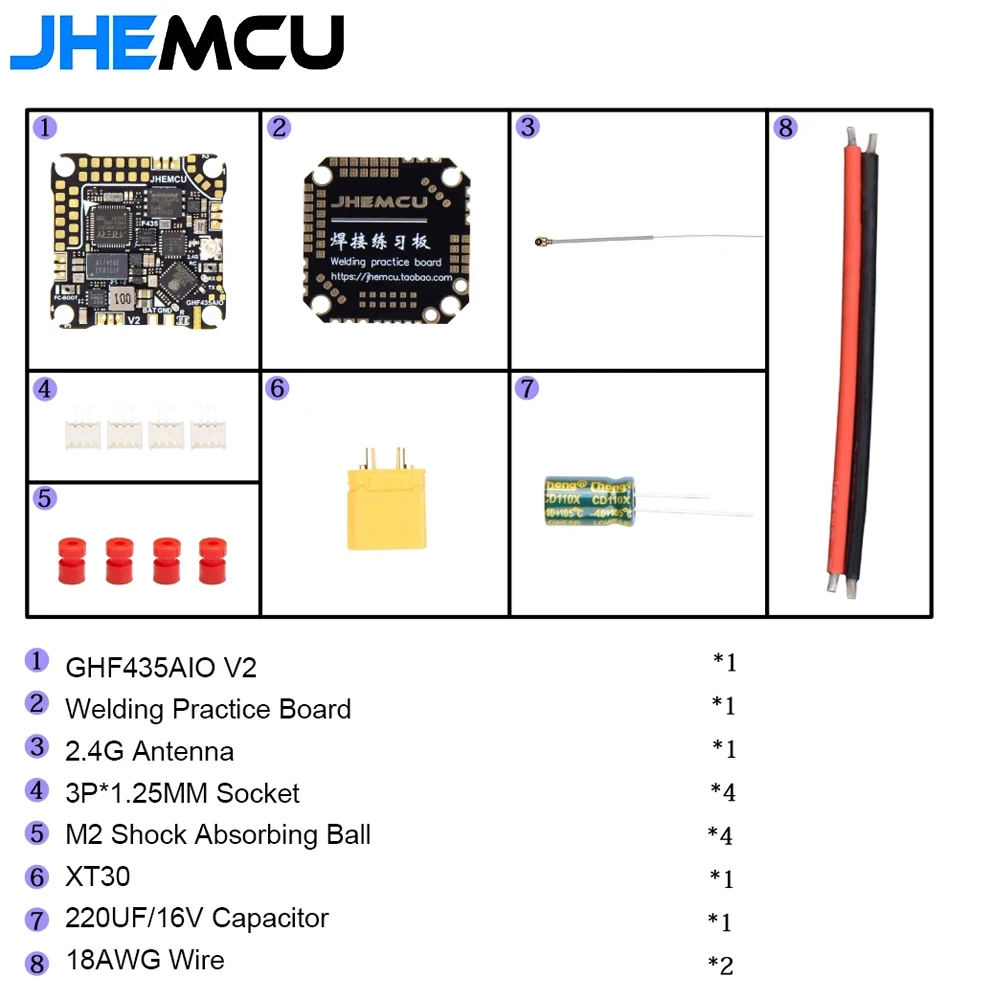 

JHEMCU GHF435 AIO V2 ICM42688P W/ 20A ESC (Blue Jay) OSD Baro Blackbox 16MB GPS Встроенный ELRS 2.4G CRSF для RC Racing FPV Drone