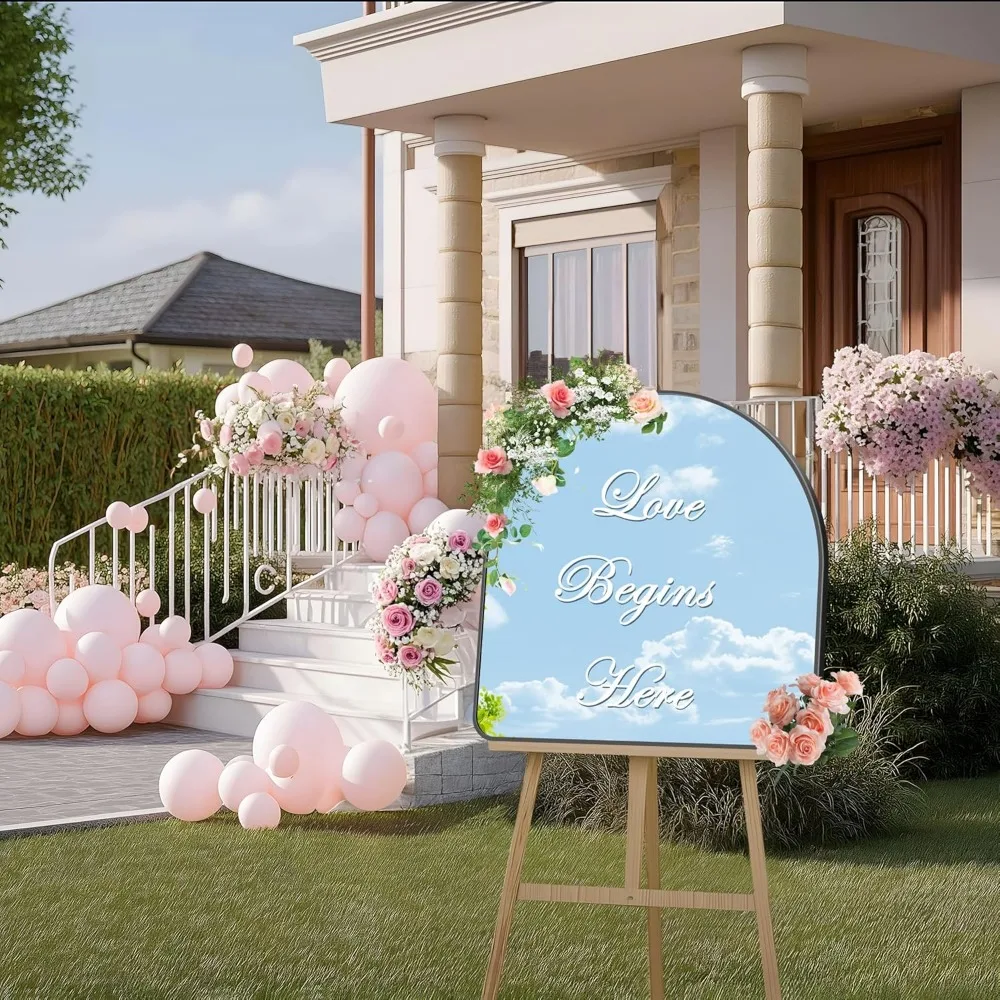 مرآة حمام حديثة مقوسة مقاس 30 × 30 بوصة مثبتة على الحائط مع إطار من الألومنيوم الأسود لديكور المنزل المعاصر