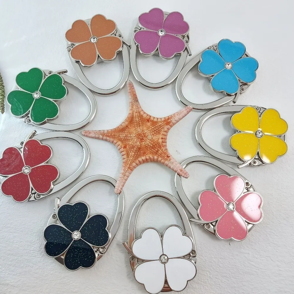 NEW Foldable Handbag Hook for Women Portable Four-leaf Clover Purse Hanger Creative Durable Purse Holder for Table
