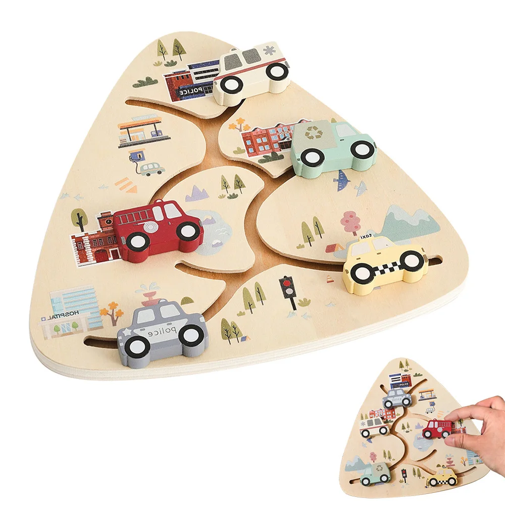 ألعاب أطفال مونتيسوري 12 18 شهرًا ألعاب تعليمية مسار سيارة خشبي مهارات حركية منزلقة لوحة مشغولة ألعاب أساسية ومهارات حياة #1