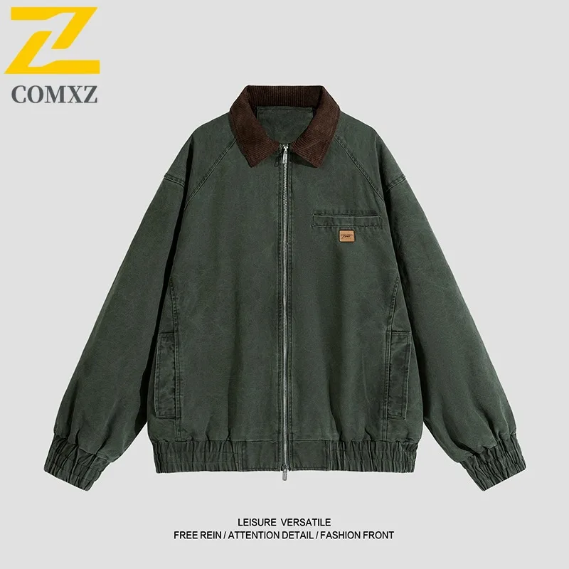 

COMXZ Classic Mens Jacket Comfortable Stand Collar Outdoor Adventure Lightweight Coat Daily Windproof Autumn Motorcycle Jacket