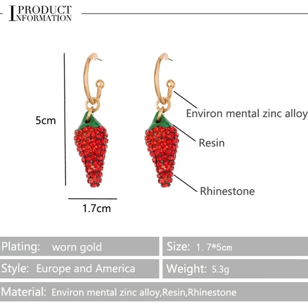 Funny Red Pepper Chili Pendant Drop Earrings Pendientes Girl Women Cute Creative Vegetables Gift Jewelry Accessories