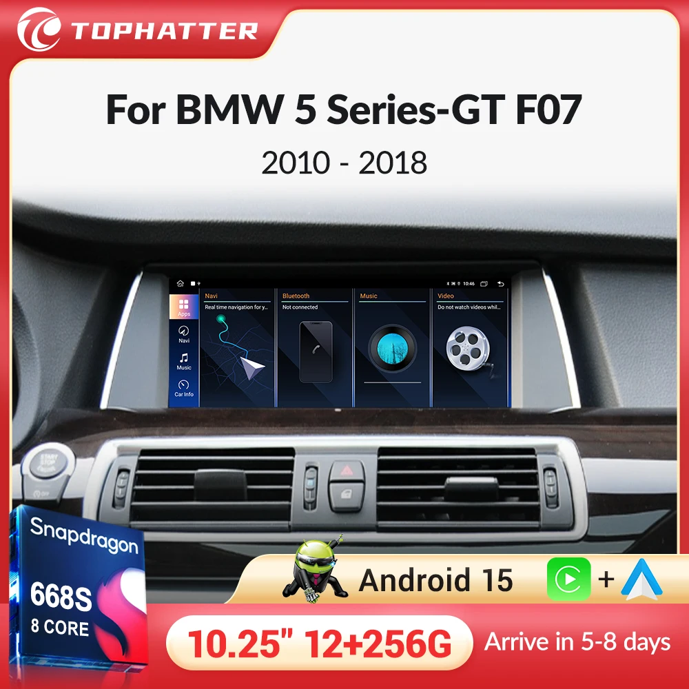 

Bluetooth Car Video Multimedia Player Stereo for BMW 5 Series F07 GT 2010 - 2018 NBT EVO System Carplay Android 14 WiFi GPS Navi