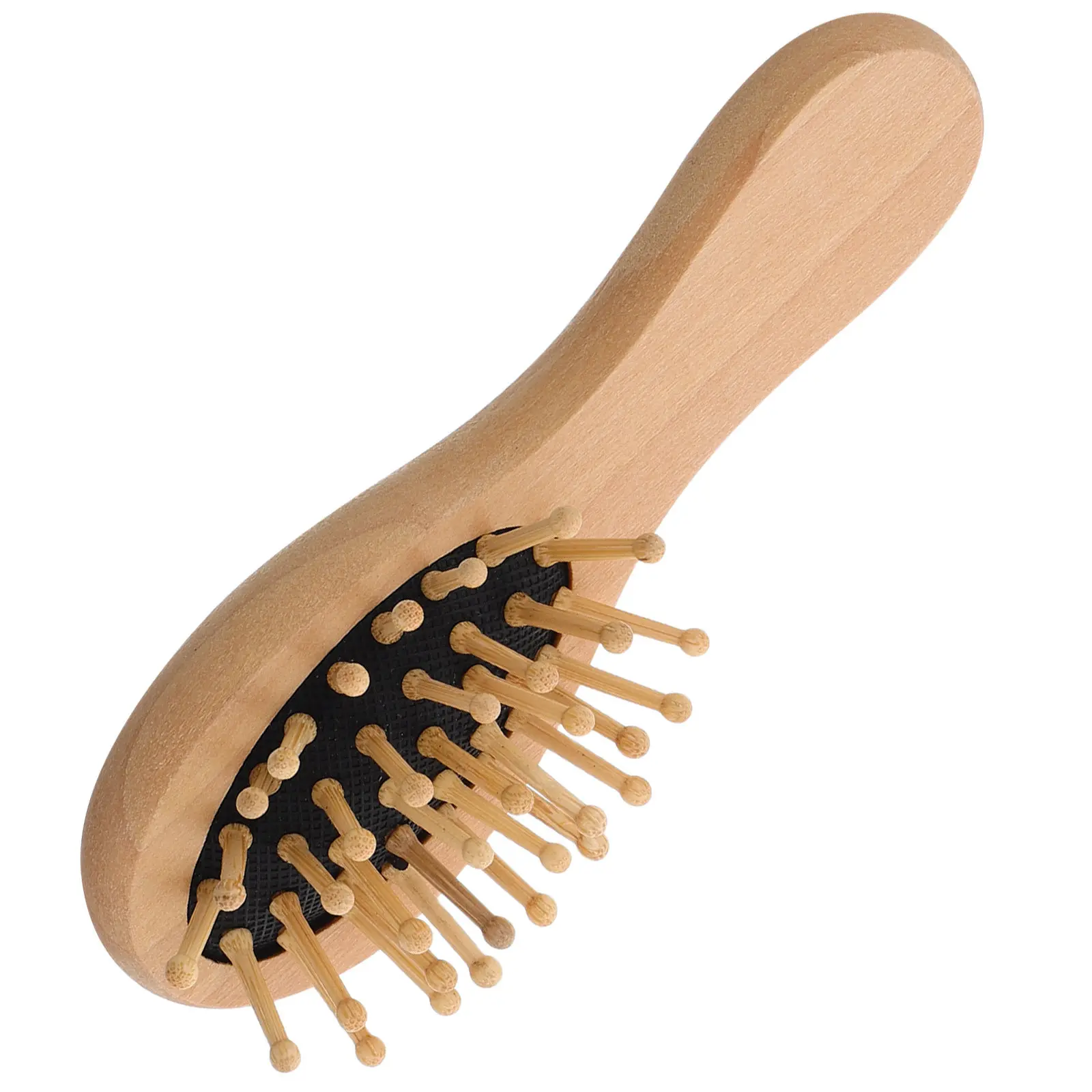 Wooden Mini Massage Cushion Comb Scalp Massager Paddle Hairbrush Detangling Anti Static Portable Hair Massage Brush for Travel