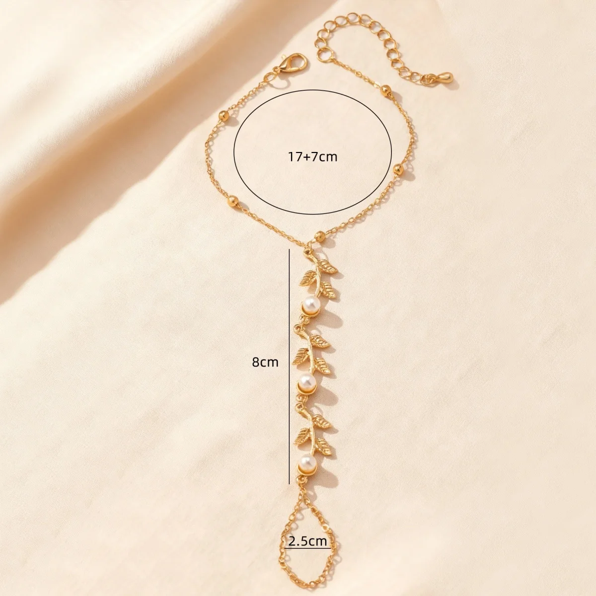 Trendige Metall-Armbänder mit Blätter- und Zweigmotiven für Damen und Herren, grüner Zirkon, imitierte Perlen, Pflanzenring, Armreif, Schmuck – Detail 17