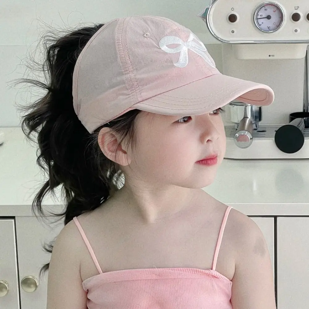 Korean Style Half Empty Top Hat Shading Hat Bow Summer Kid Sunhat Anti-UV Sun Hat No Top Beach Hat Children's Visor Hat Girls