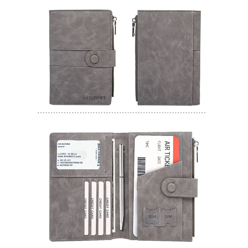 กระเป๋าใส่พาสปอร์ตแบบพกพา ป้องกันการโจรกรรม RFID ทำจากหนัง PU พร้อมช่องใส่บัตรและคลิปหนีบพาสปอร์ต สำหรับผู้ชาย