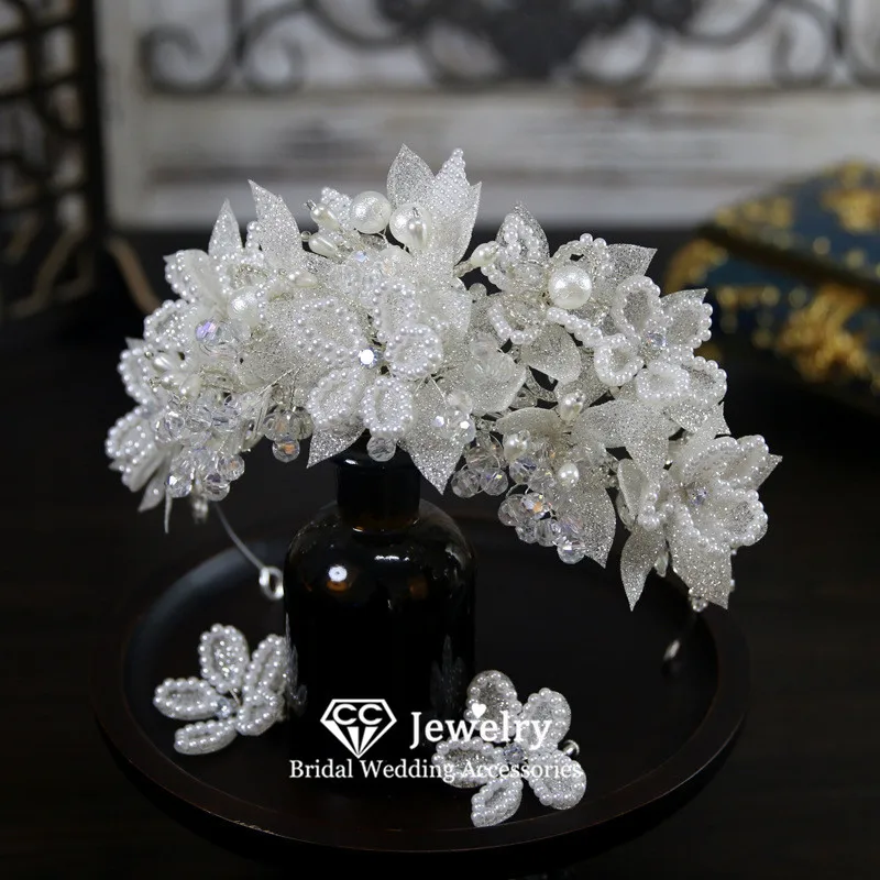 

CC Crowns for Wedding Women Accessories Bridal Dress Engagement Hair Ornaments Imitation Pearl Diadems Romantic Tiaras AN464