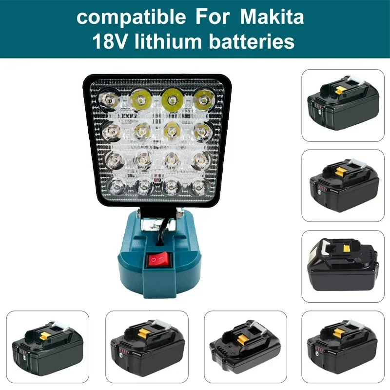 Portable LED Work Light Battery Lamp For Makita 18V Battery for Job Site Floodlight Adjustable Construction Work Lamp Camping