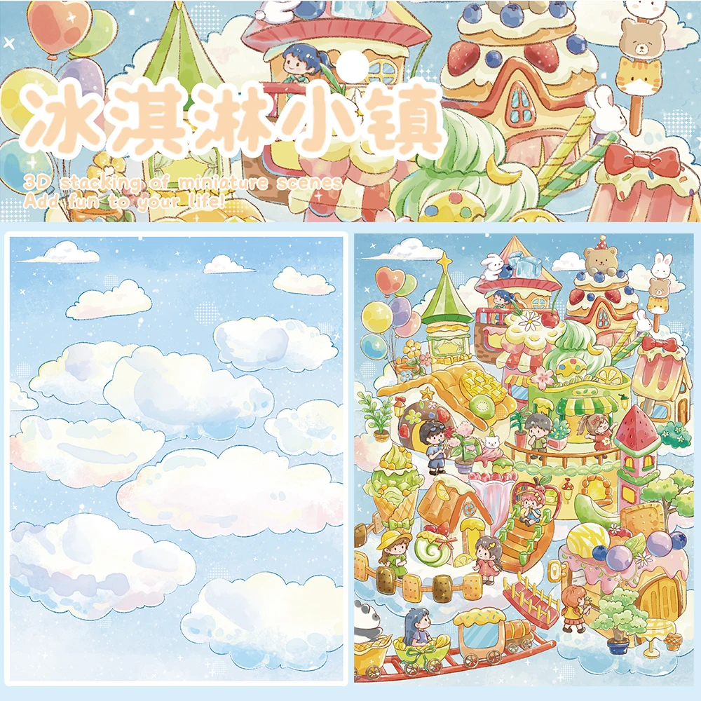 4 Uds. De pegatinas de ciudad de helado para cuaderno, imagen artística Kawaii, monopatín, teléfono, Harajuku, café, papelería, pegatina de pared Retro