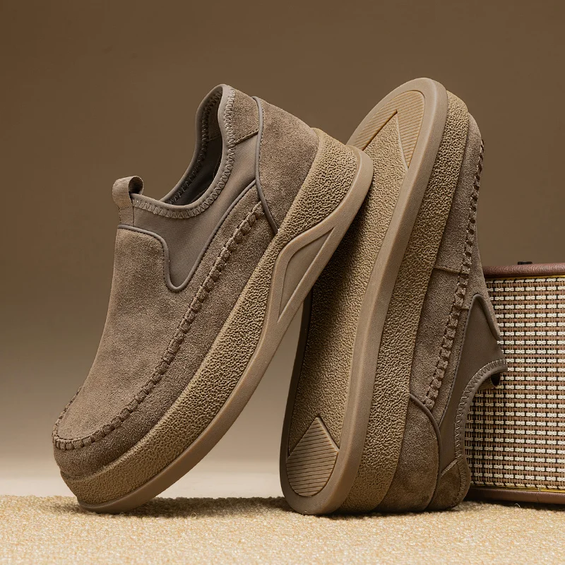 

Men's Shoes Are Fashionable Brown Casual Shoes Made of Durable Suede Material Comfortable Walking Shoes Suitable for Daily Wear
