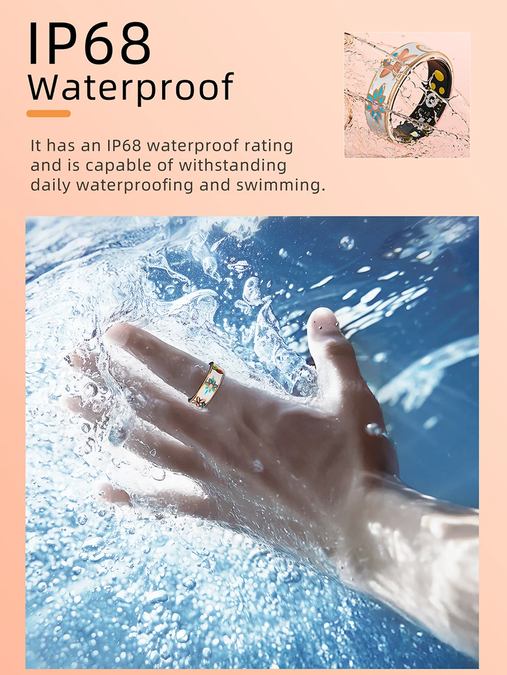 カラーエナメル職人技スマートリング女性用睡眠モニタリング血中酸素測定血圧マルチスポーツモード