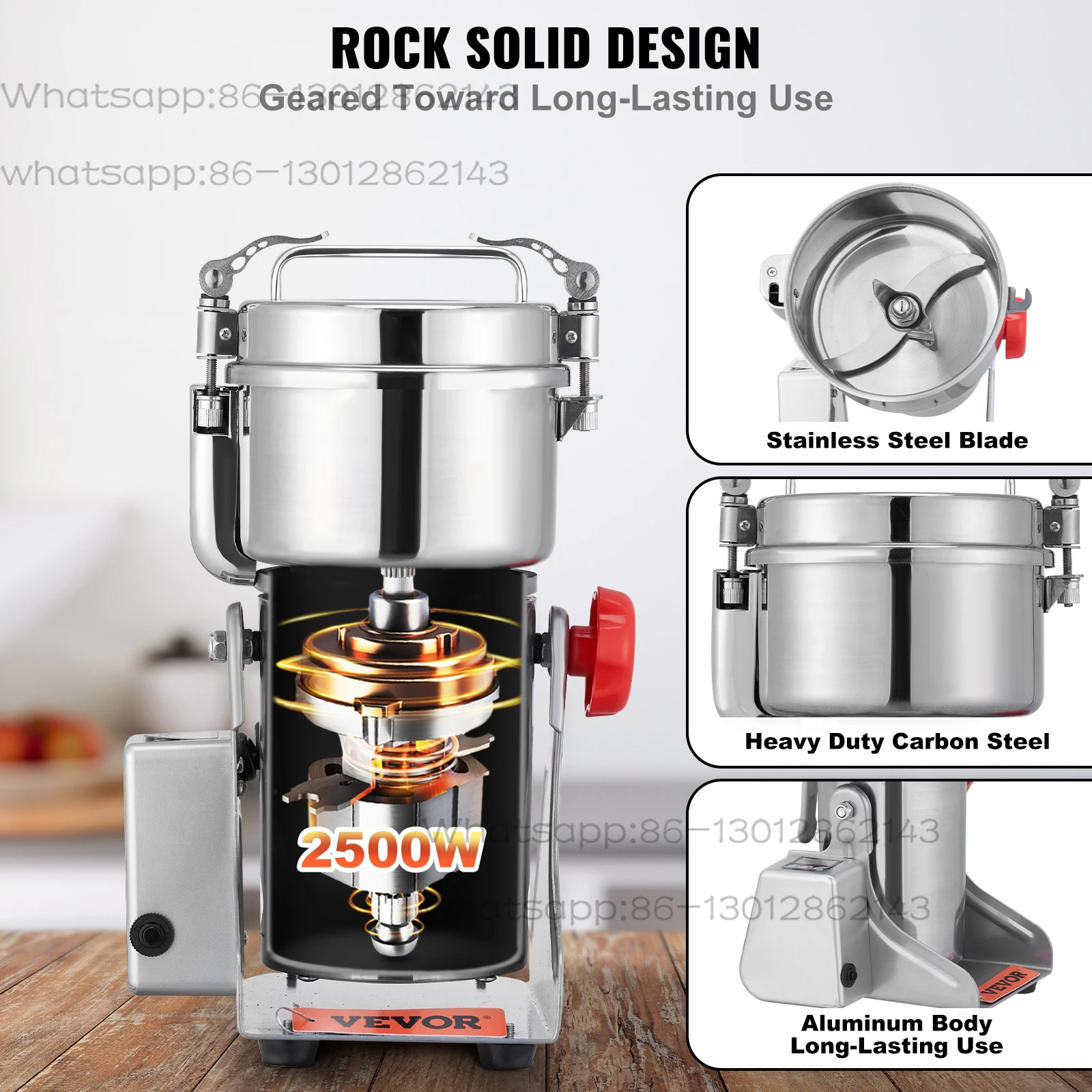 150-2500g Electric Grain Mill Grinder Commercial Swing Spice Grinders for Dry Herbs Grains Spices Cereals Coffee Corn