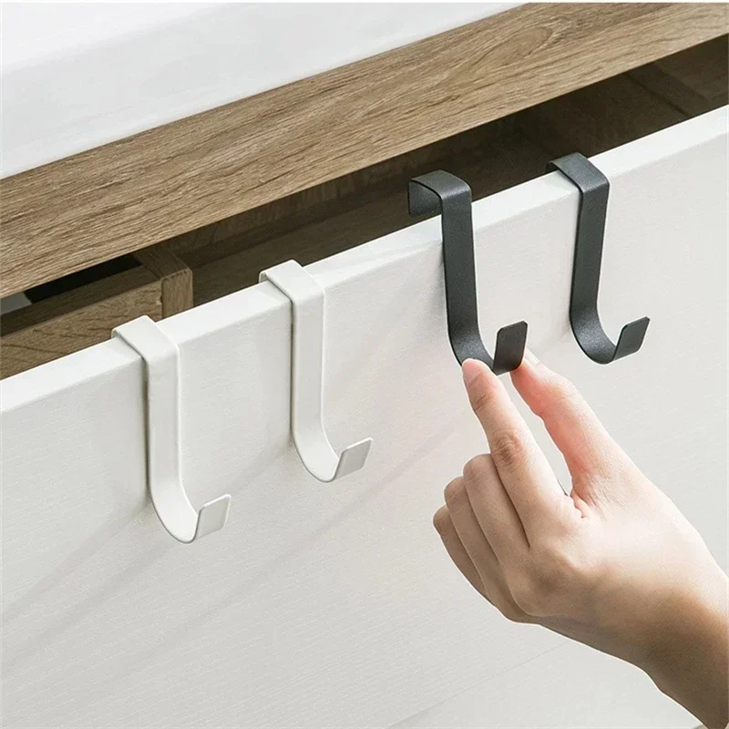 Gancho de aço inoxidável em forma de S atrás da porta do armário da cozinha, Multiuso, Hole Free, Banheiro Back Storage Rack