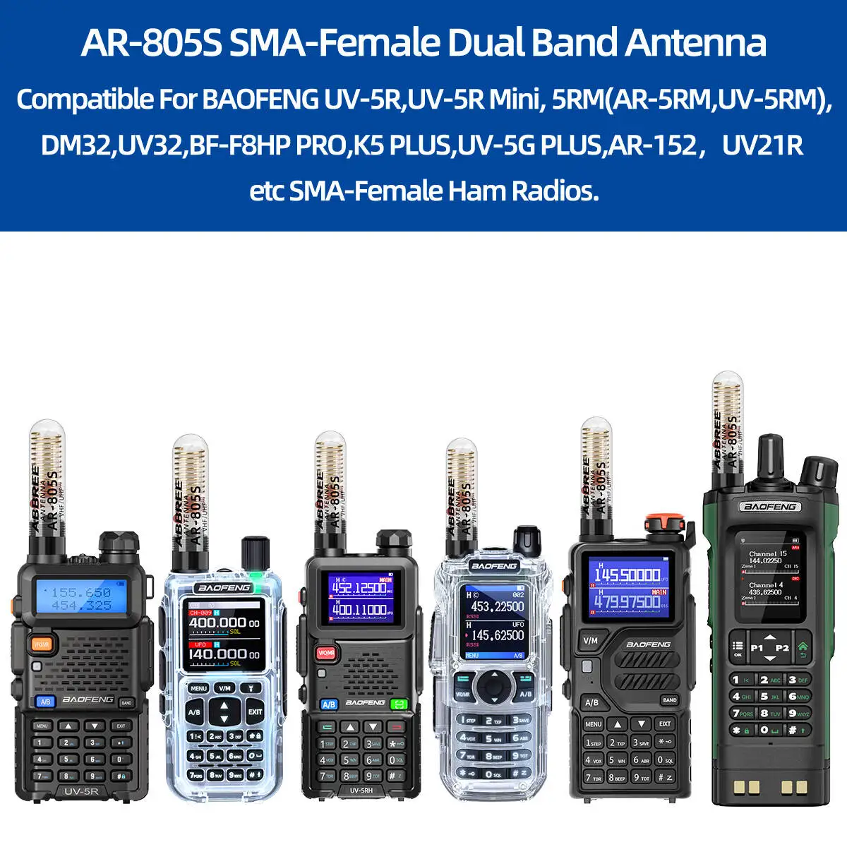 ABBREE Transparente AR-805 Plus AR-805S Dualband-Antenne mit hoher Verstärkung, SMA-Buchse, große Reichweite für Baofeng UV-5R UV-21 PRO Amateurfunk – Detail 13