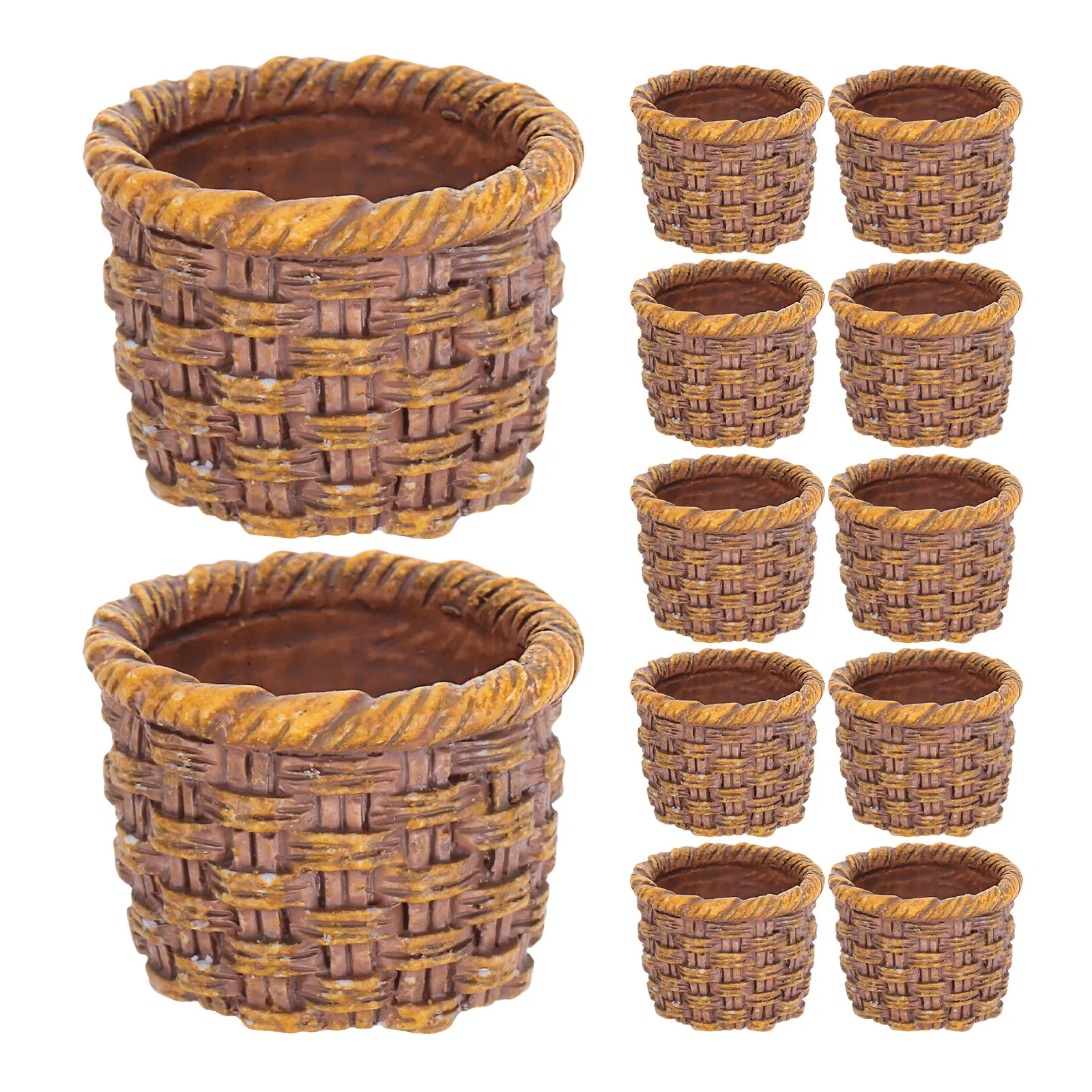 

12Pcs Mini Woven Basket Handwoven Imitation Rattan Mini Storage Basket for Dollhouse Decor DIY Fairy Garden Accessories Crafts