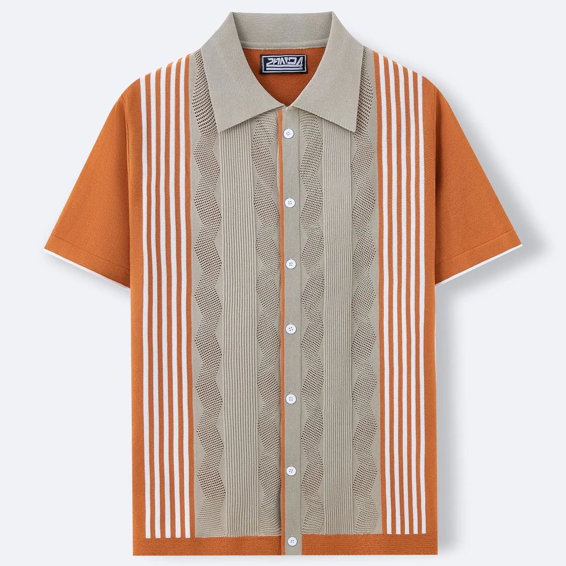 ผู้ชายเสื้อโปโลเสื้อยืดแขนสั้นเสื้อลําลองเสื้อสเวตเตอร์ถักเดี่ยวปุ่มหลวมลายฤดูร้อน 2025