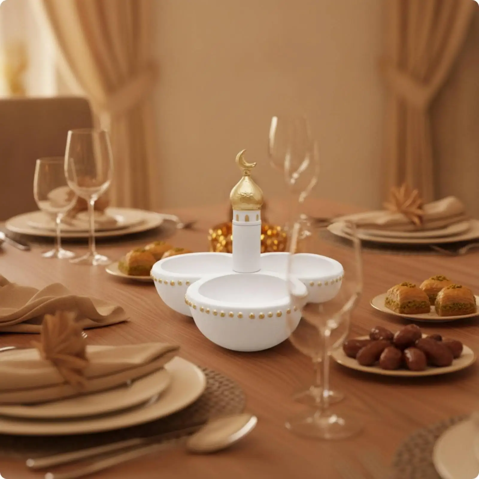 Crescent Moon Tabletop Ornament Decorative Tabletop Decor with Crescent Moon Elegant Architectural for Ramadan, Eid